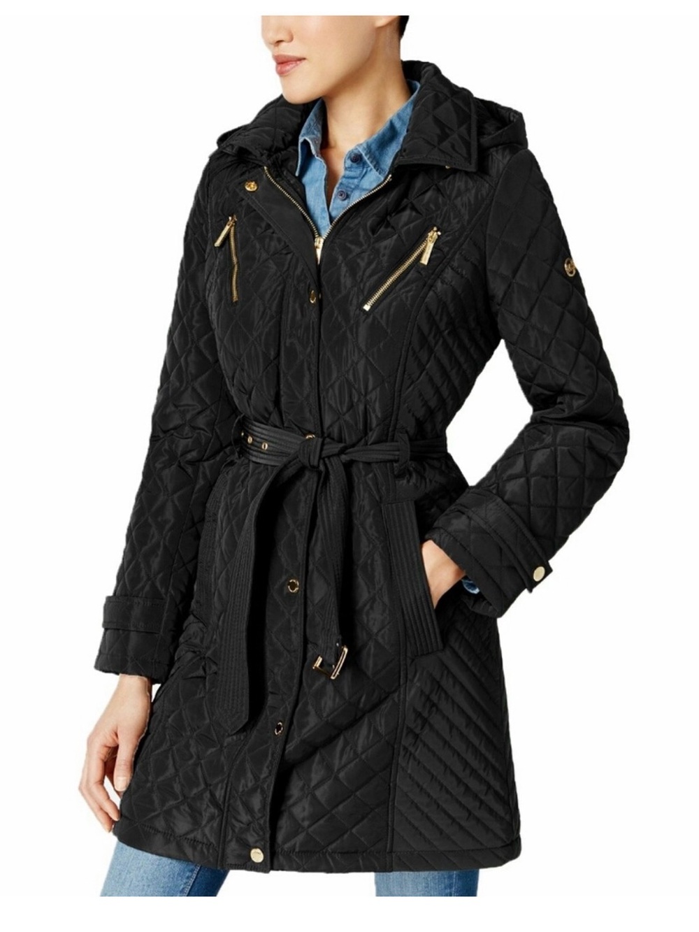 MICHAEL Michael Kors Quilted Belted Coat- Size XL
